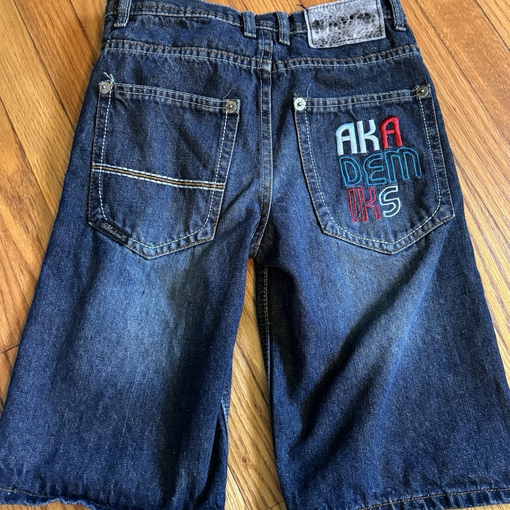 Akademiks Embroidered Shorts Boys‎ 12 Blue Casual Pockets Baggy Skater Hip Hop